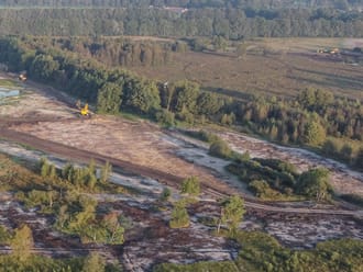 Droneshot vordering werk Witte Veen