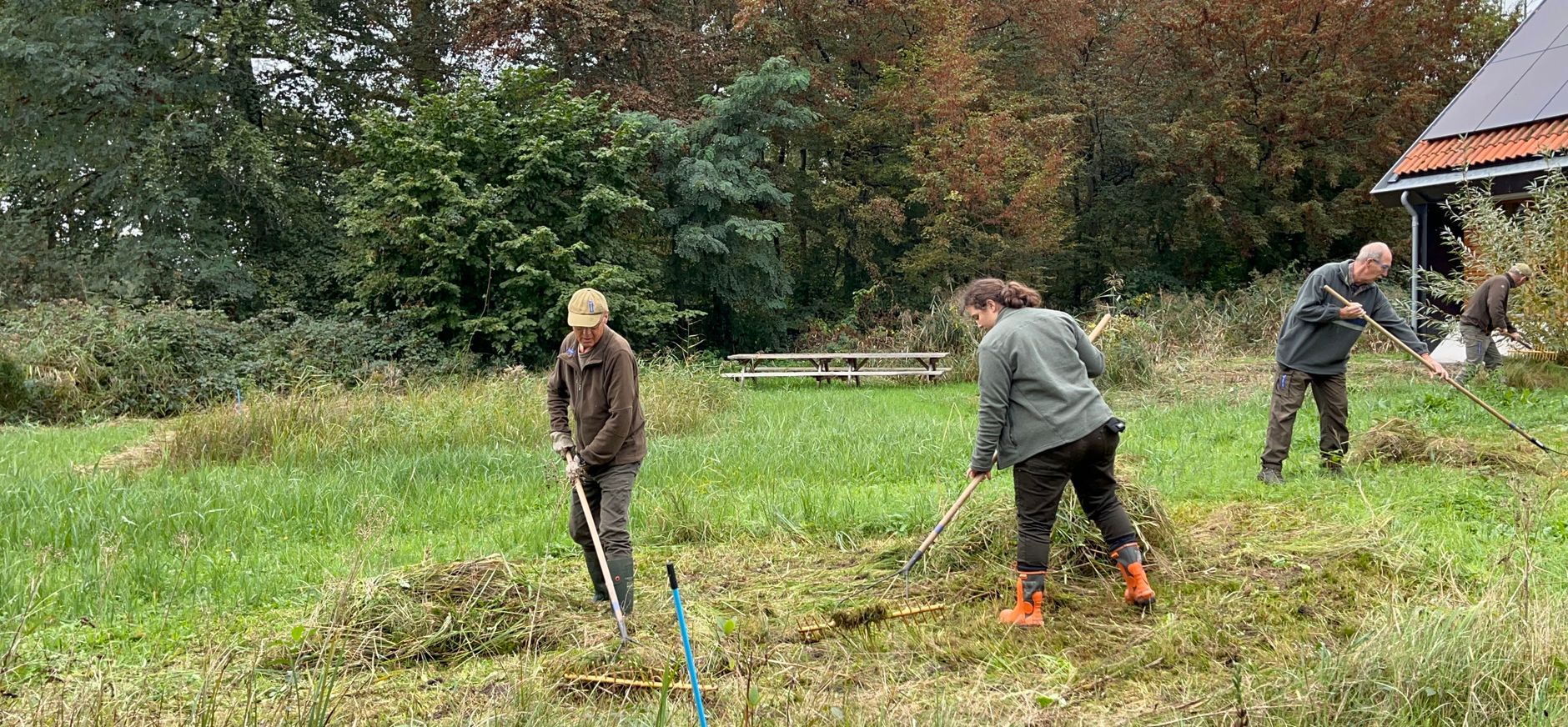 Vrijwilligers aan het werk in het Voorsterbos