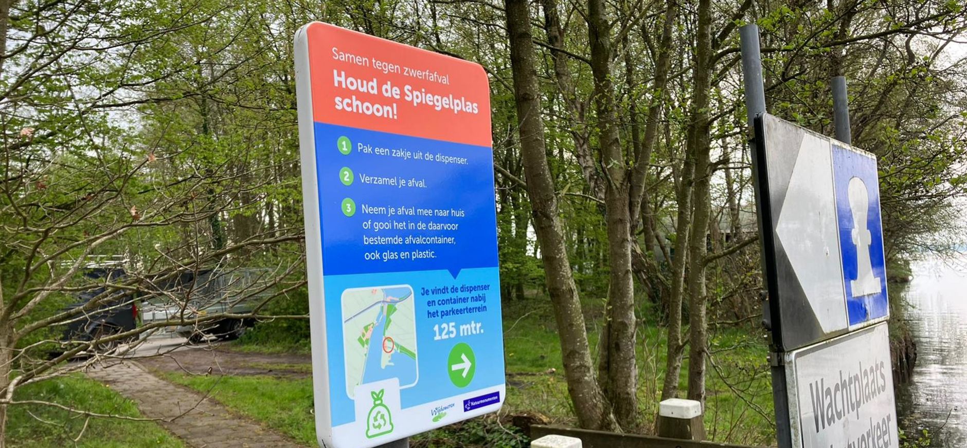 Instructiebord 'Spiegelplas schoon'