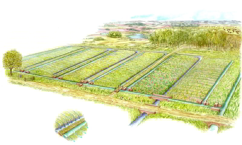 Illustratie werking vloeiweiden Schematische weergave vloeiweiden
