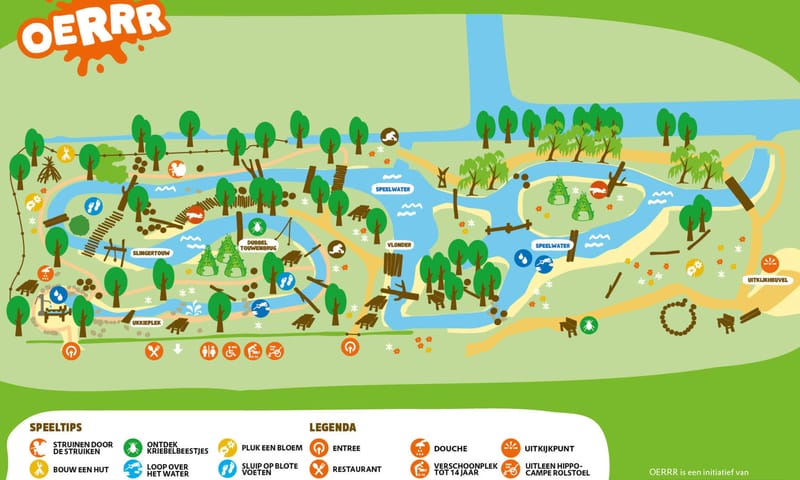 Plattegrond Speelnatuur van OERRR Belevenisboerderij Schieveen