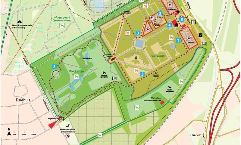 Kaart hondenzonering Beeckestijn