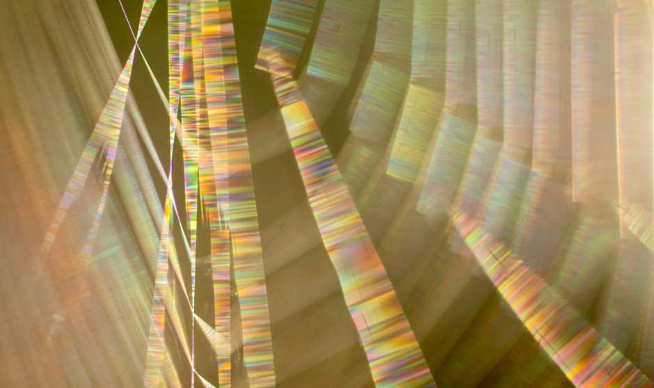 Zonnestralen op een spinnenweb