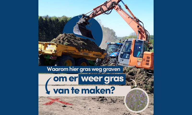 Waarom de bodem afgraven? Graafmachine graaft bovenste laag bodem af