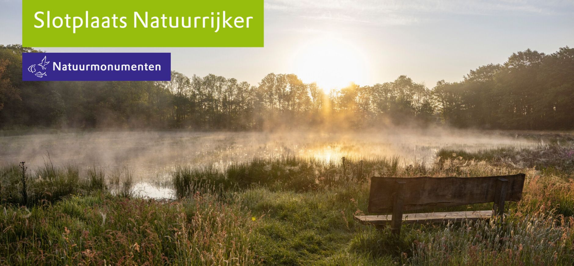 Foto van de poel langs de Zwarte Singel met opkomende zon op de achtergrond