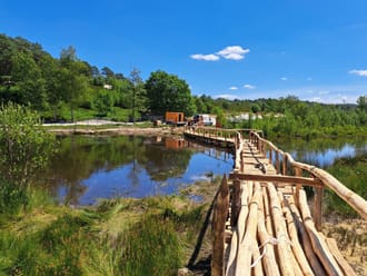 Brunssummerheide, aanleg van de nieuwe brug over de Roode Beek