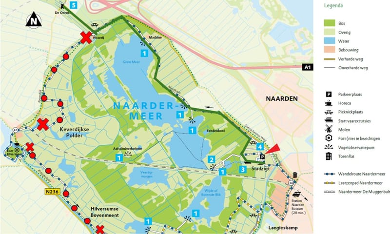 Alternatief route Rondje Naardermeer (14 km - zomer 2025 tot voorjaar 2026)