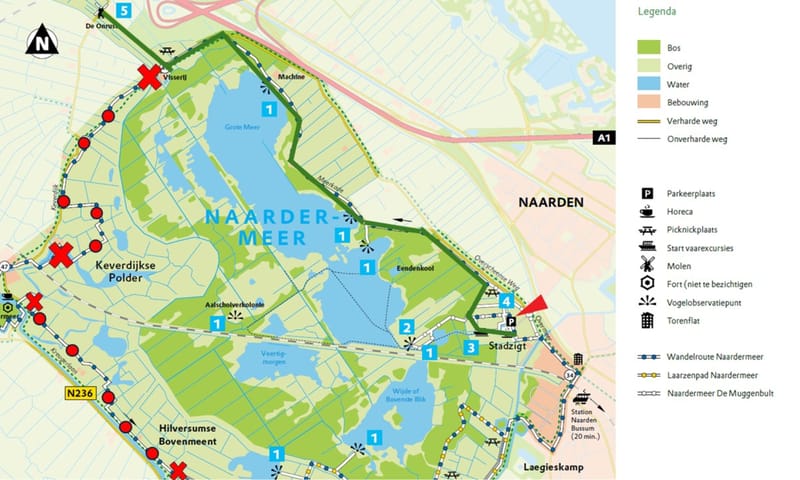 Alternatief route Rondje Naardermeer (14 km - zomer 2025 tot voorjaar 2026)