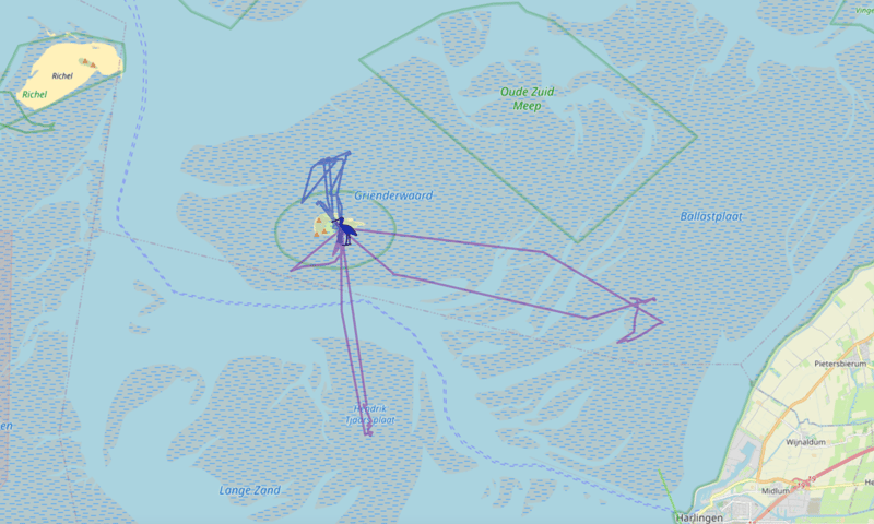 Kaart met vliegbewegingen 