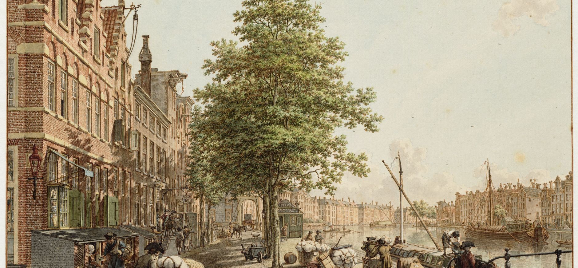 De Amstel en het 's-Gravelandse Veer gezien vanaf de Kloveniersburgwal.