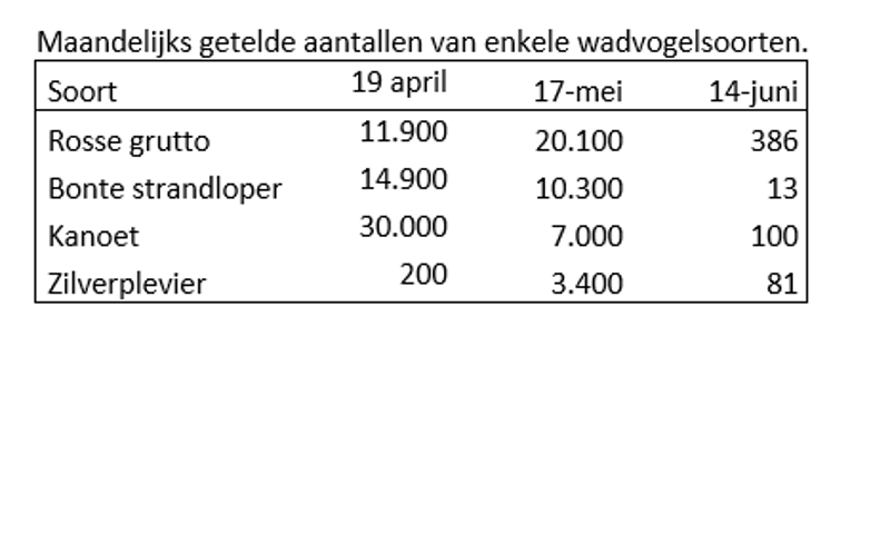 Tabel HVP tellingen