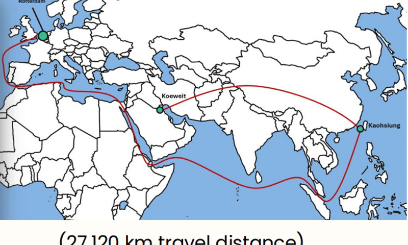 Wereldkaart China-Europa 27.100 km Freiia Bags Wereldkaart China-Europa 27.100 km Freiia Bags