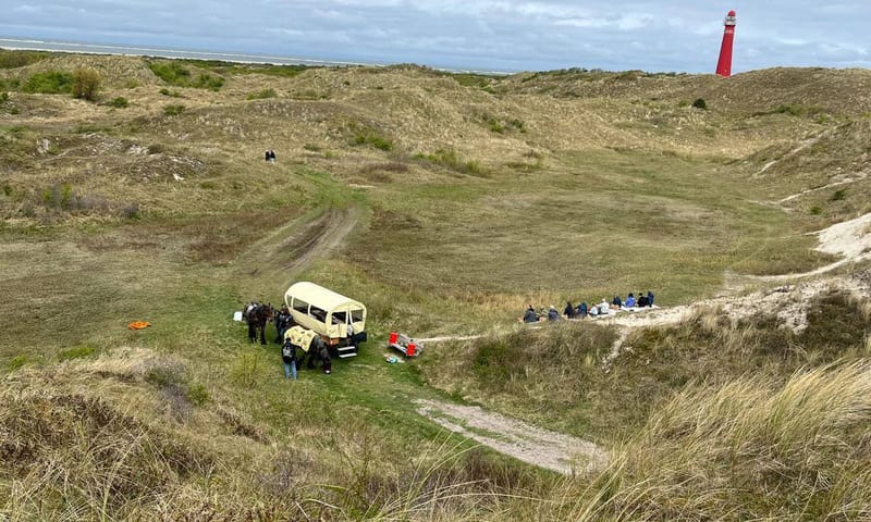 Huifkar tussen de duinen