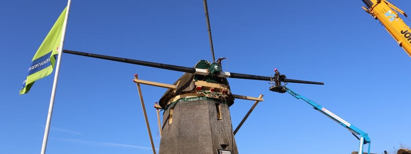 Werk aan nieuw wiekenkruis - molen De Onrust Naardermeer 2025 II
