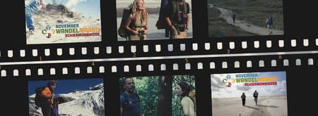 een filmrol met daarop afbeeldingen van de films die worden getoond tijdens de wandelmaand