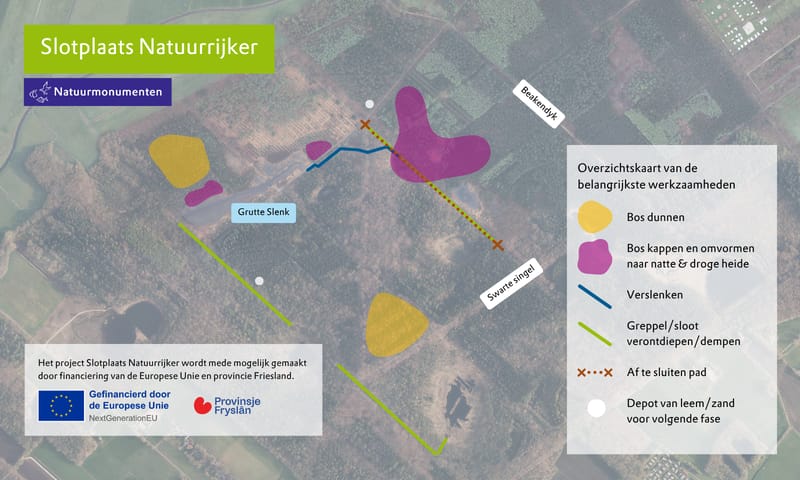 Kaart waarop de belangrijkste werkzaamheden van fase 2 worden weergegeven.