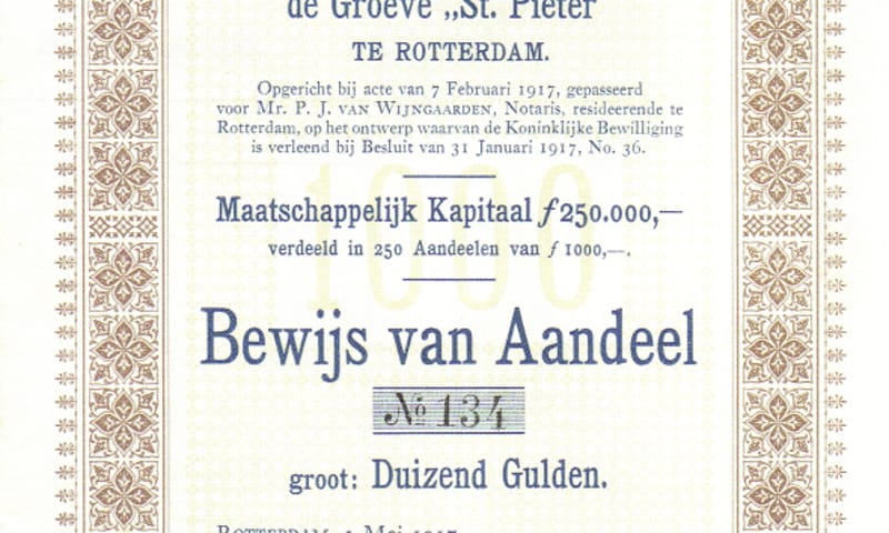 Bewijs van aandeel Groeve Sint Pieter