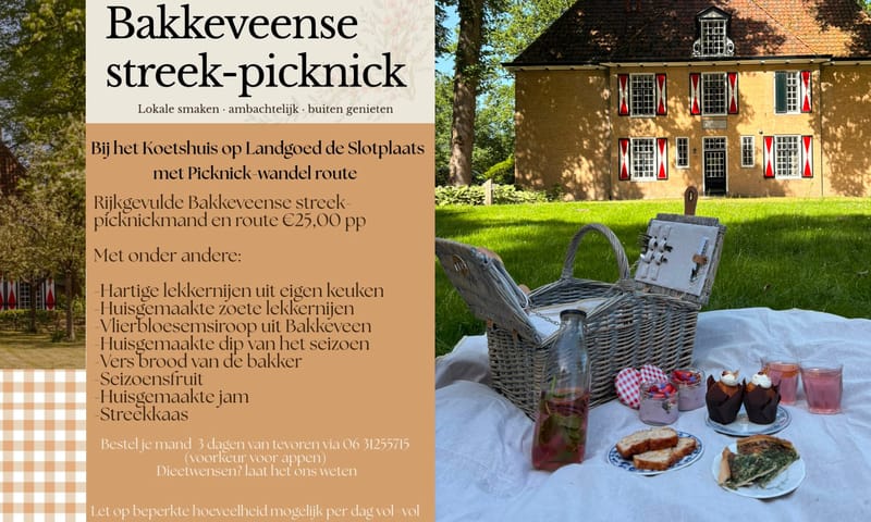 Bakkeveense streek-picknick Afbeelding van de streek-picknick die je bij het Koetshuis kunt reserveren.