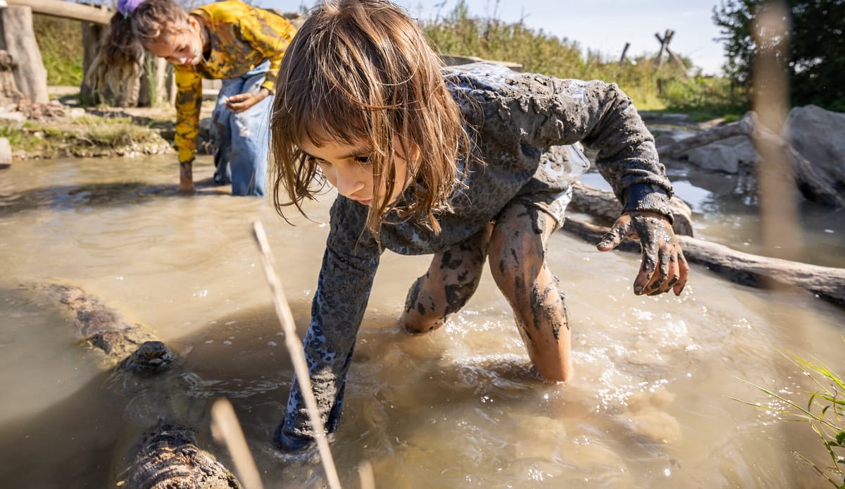 Kinderen spelen in de natuur