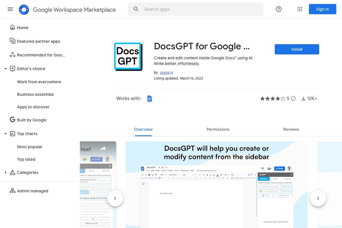 DocsGPT for Google Docs