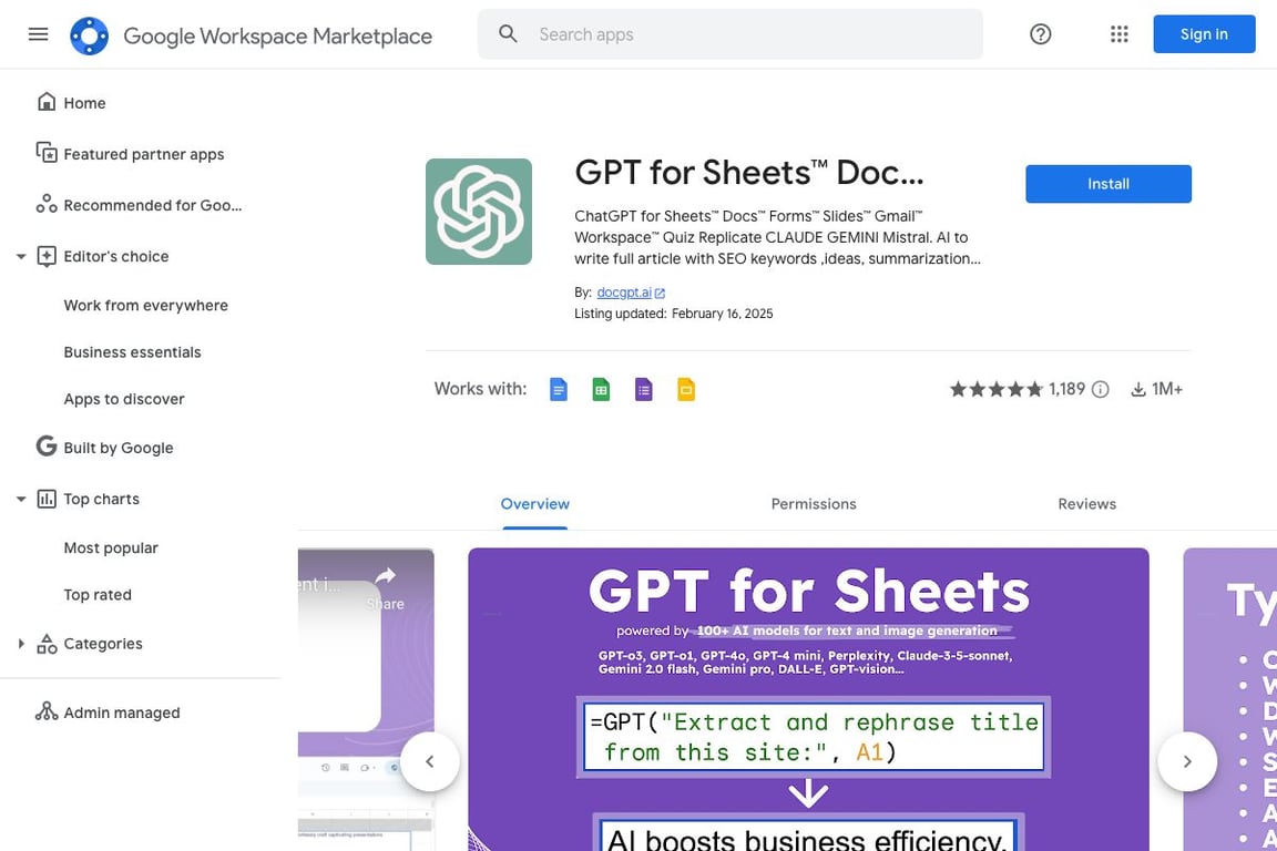 GPT for Sheets™ Docs™ Forms™ Slides™