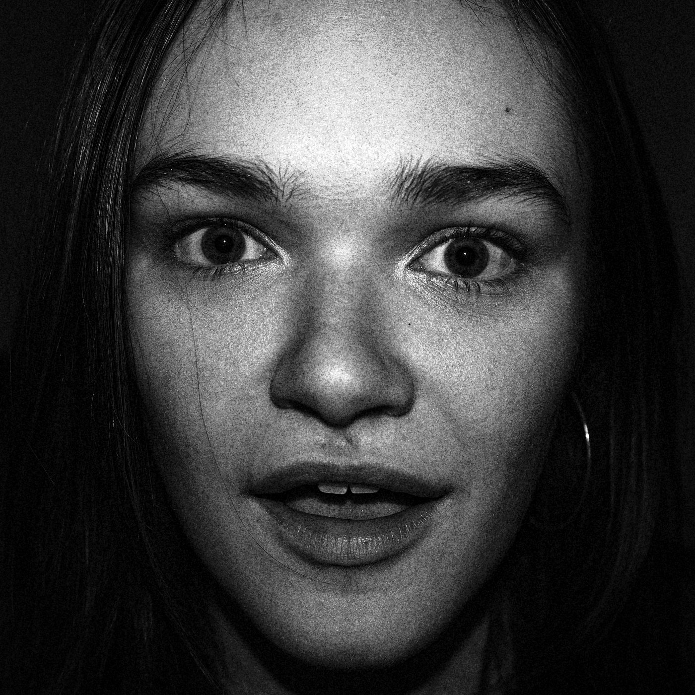 a woman with her mouth agap