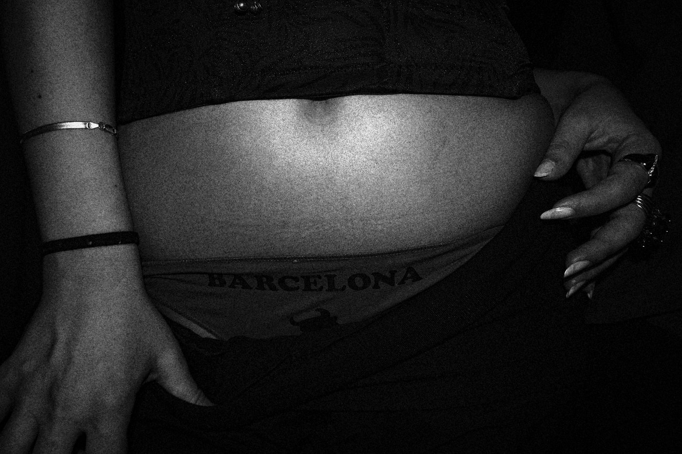 a woman's underware that reads barcelona