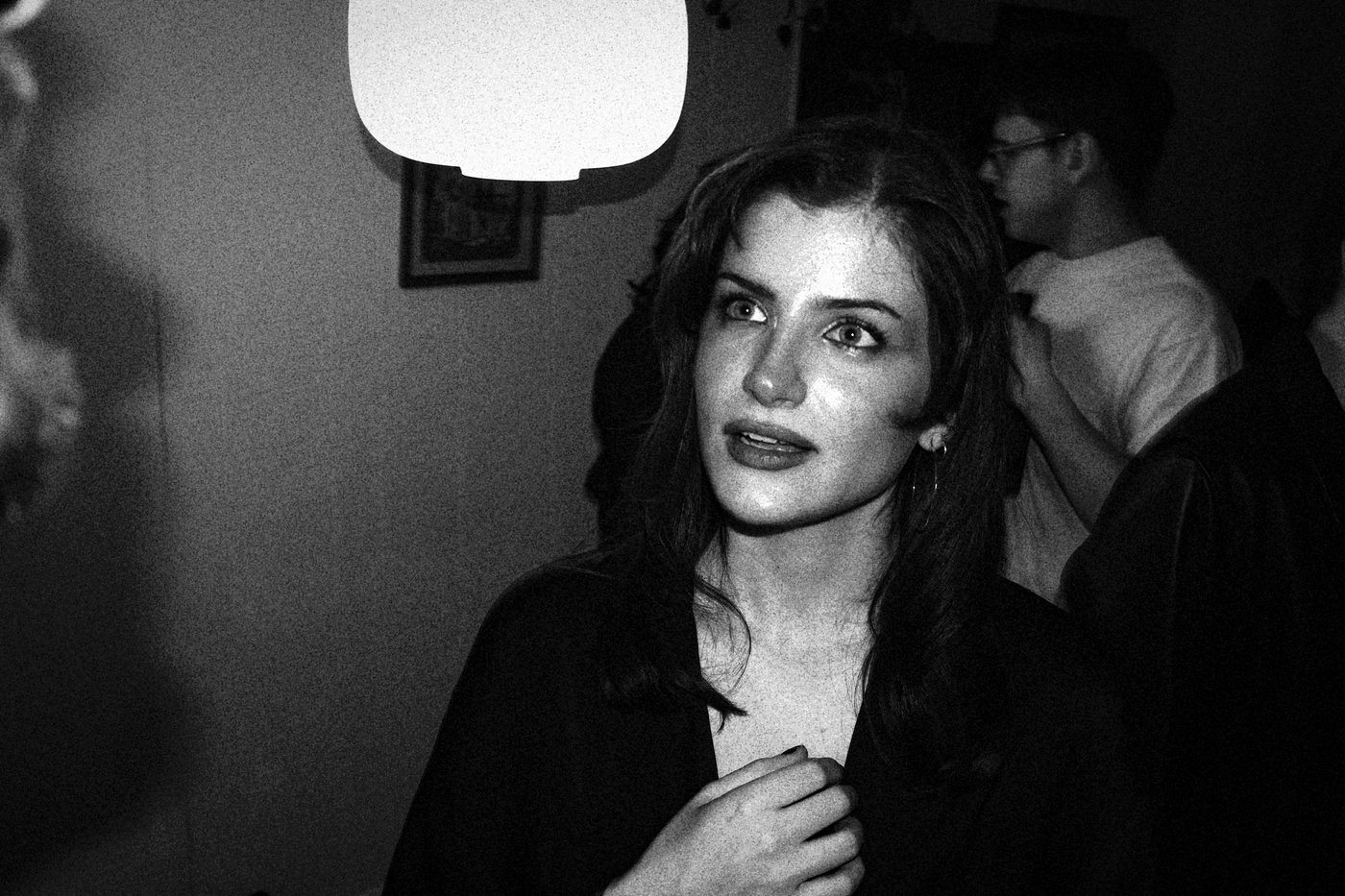 woman looking at light