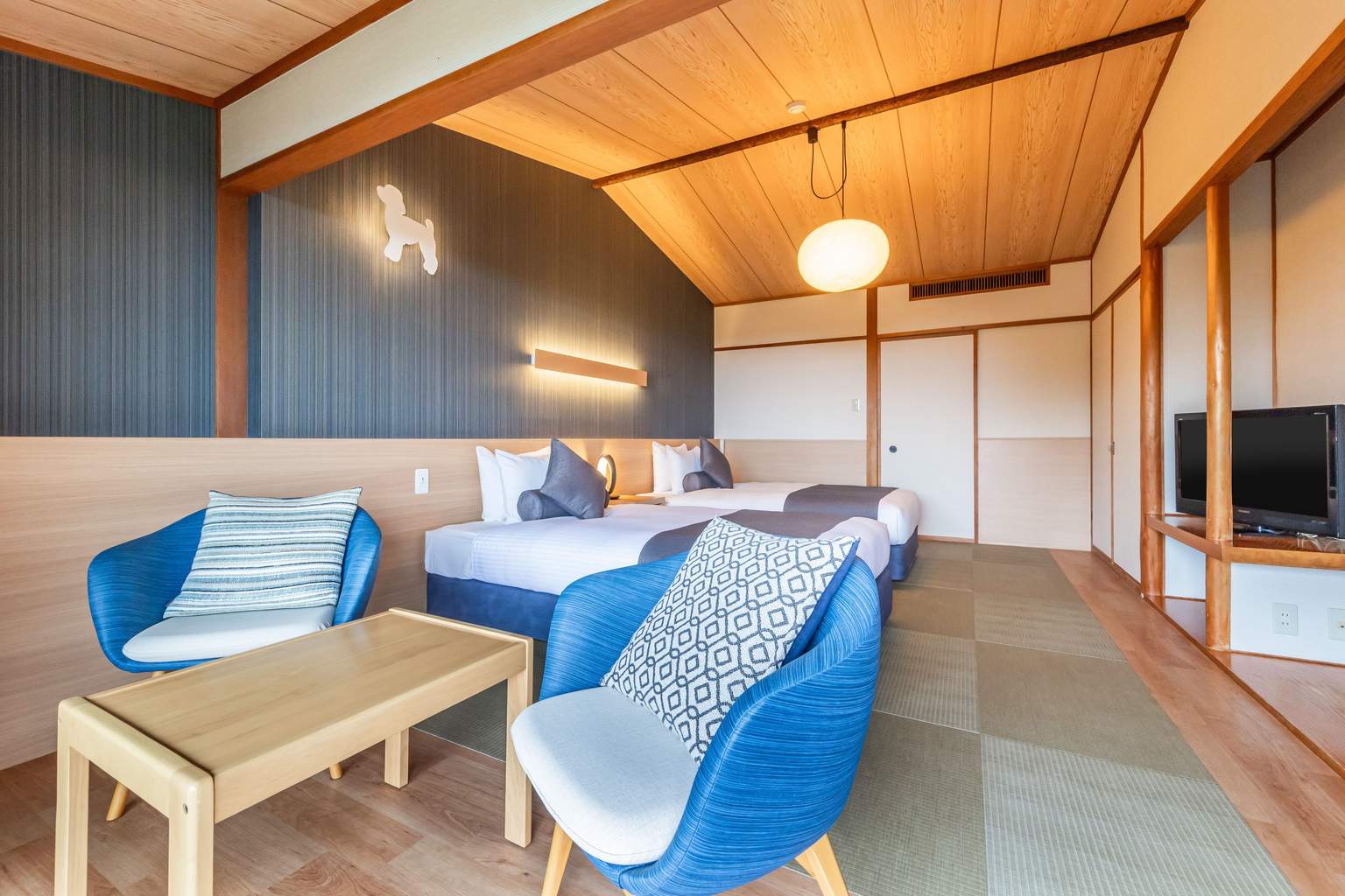 [Top Floor Ocean View] Japanese Modern Twin Room (2 rooms)