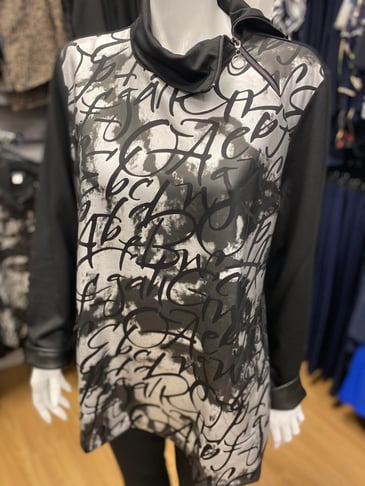 DOLCEZZA HAUT DEMI ZIP AU COU IMPRIMÉ ARGENT METALLIQUE
