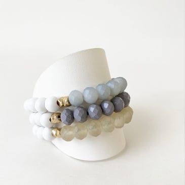 CARACOL BRACELET 3 RANGS ÉLASTIQUE BILLES DE VERRE
