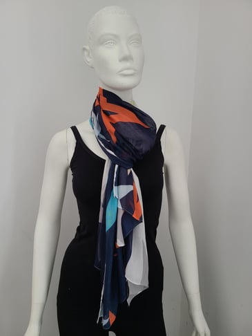 FRAAS FOULARD D'ÉTÉ BLANC/MARINE/ORANGE/BLEU/JAUNE/GRIS AVEC ÉTOILES