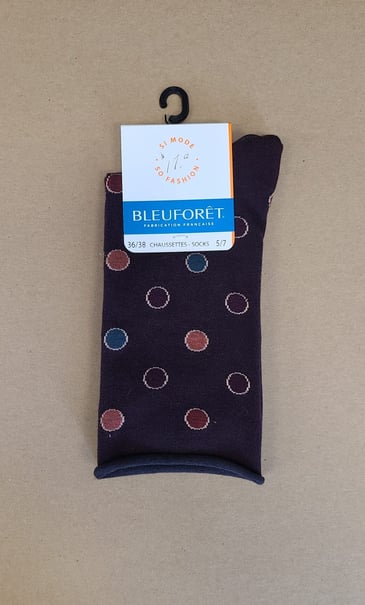 BLEUFORÊT CHAUSSETTES BRUNES À POIS