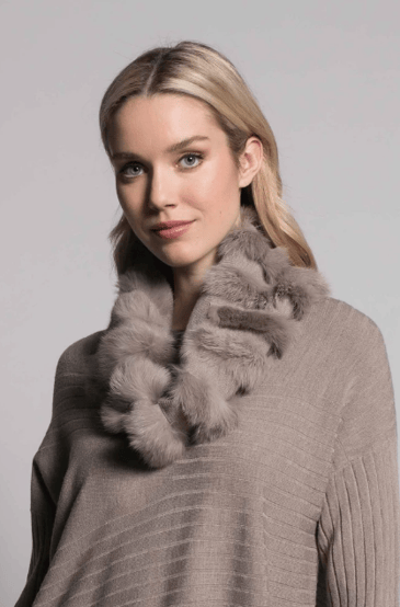 PICADILLY FOULARD TUBE D'HIVER BEIGE AVEC FAUSSE FOURRURE BEIGE
