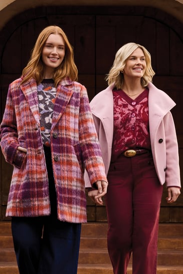 Tribal Manteau en lainage à carreaux avec boutons