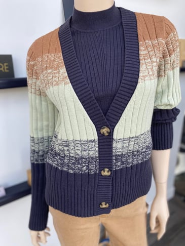 YEST POLIEKE CARDIGAN TROIS COULEURS BOUTONS