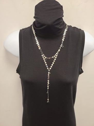 LES NANA COLLIER DOUBLE ARGENT AVEC PERLES NOIRES