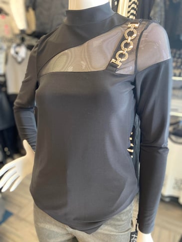 ARTEX HAUT MOCK NECK FILET AU COU AVEC CHAINE OR