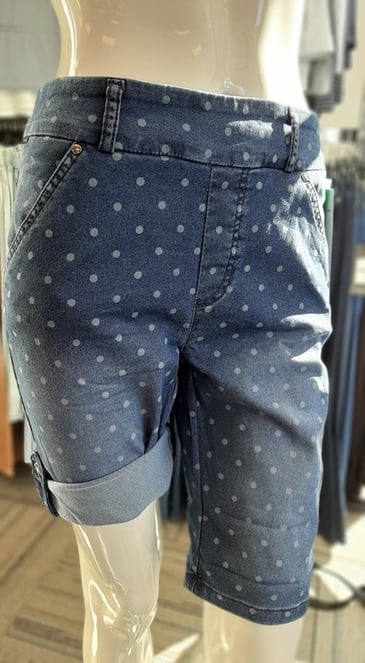 LISETTE SHORT EN JEANS AJUSTABLE AVEC POIS BLANCS
