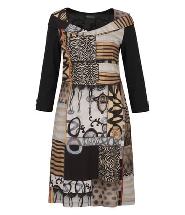 DOLCEZZA ROBE IMPRIMÉE COL SPÉCIAL BOUTON BAS DE LA MANCHE