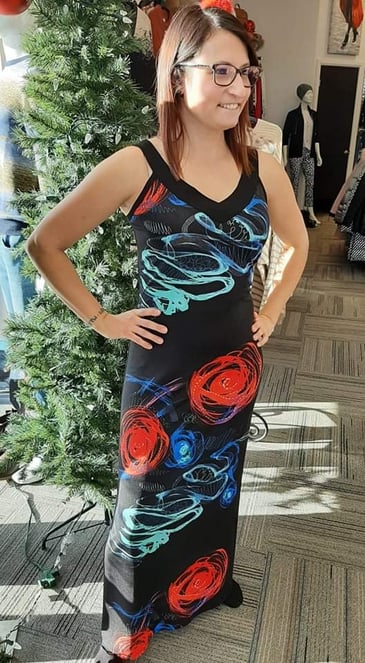 GITANE ROBE LONGUE SANS MANCHE AVEC COL EN V