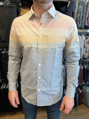 BUGATCHI CHEMISE MANCHE LONGUE CARREAUTÉE
