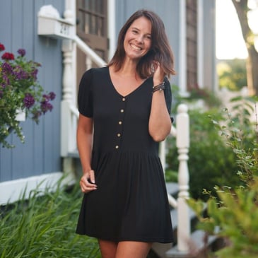 RIEN NE SE PERD ROBE GABRIELLE NOIR MANCHE BOUFFANTE BOUTONS