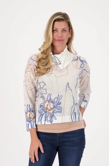 SPANNER CAMILLE CHANDAIL TRICOT COL BAVEUX IMPRIMÉ FLORAL