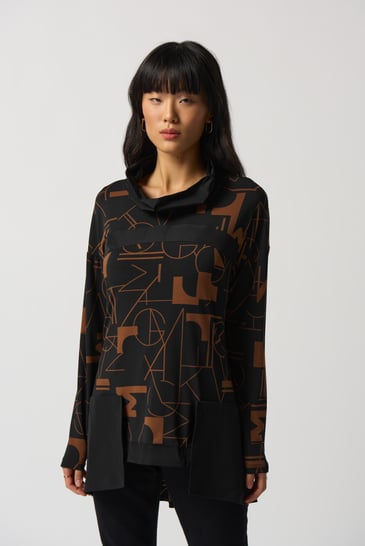 JOSEPH RIBKOFF HAUT MANCHE LONGUE COL BAVEUX IMPRIME LETTRES