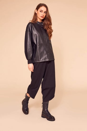 NAYA PANTALON À JAMBE LARGE 7/8 BAS OUVERT AVEC TAILLE ÉLASTIQUE