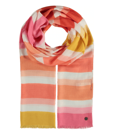 FRAAS FOULARD LÉGER RAYÉ TON DE ROSE AVEC PETITES FRANGES