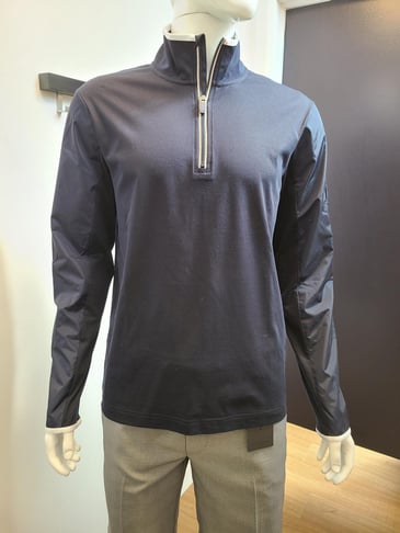 MICHAEL KORS HOMME CHANDAIL MARINE À MANCHE LONGUE COL AVEC ZIP