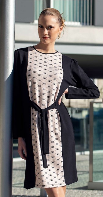 SCUSI ROBE AVEC CEINTURE DEVANT LOGO SS DOS NOIR
