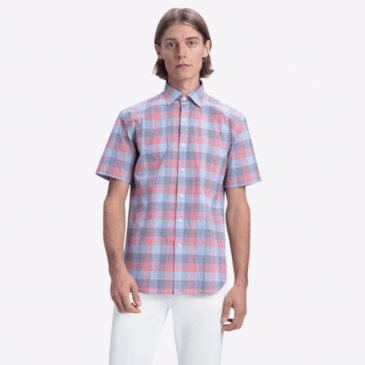 BUGATCHI CHEMISE POUR HOMME MANCHE COURTE TISSU GAUFFRÉ